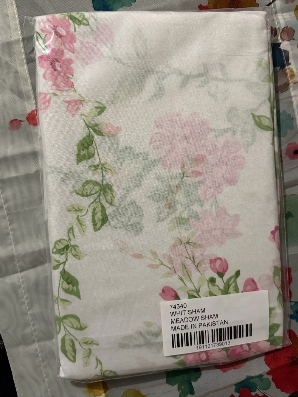 Meadow Floral Pillow Sham - White with Pink Blossoms